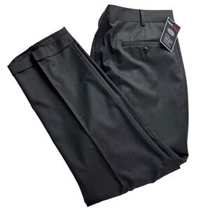 Roundtree & Yorke TravelSmart Mens 42x30 Charcoal Grey Pleated Dress Pants NEW